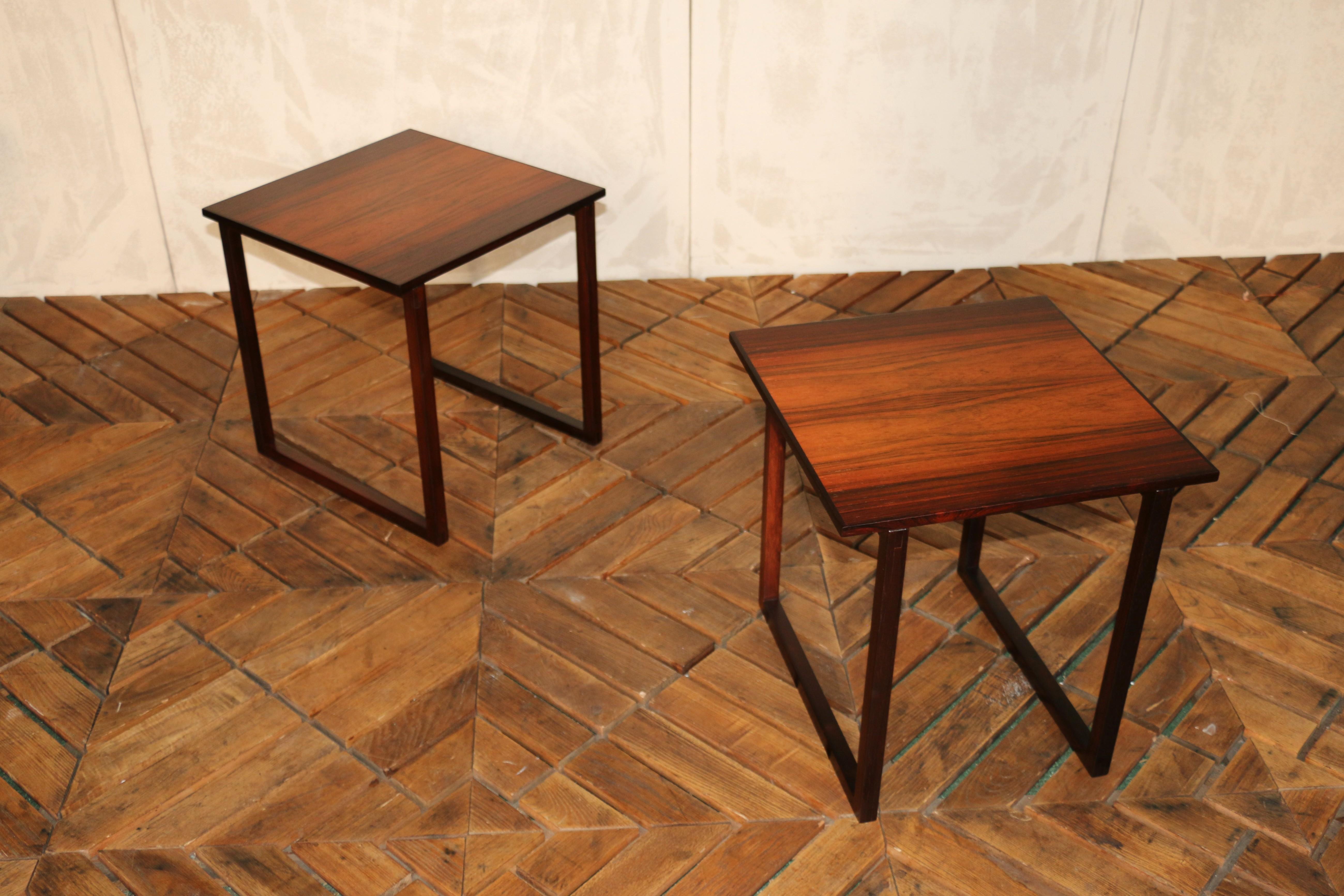 Paire de tables d'appoint vintage en palissandre par Kai Kristiansen, Danemark, années 1960 en vente 1