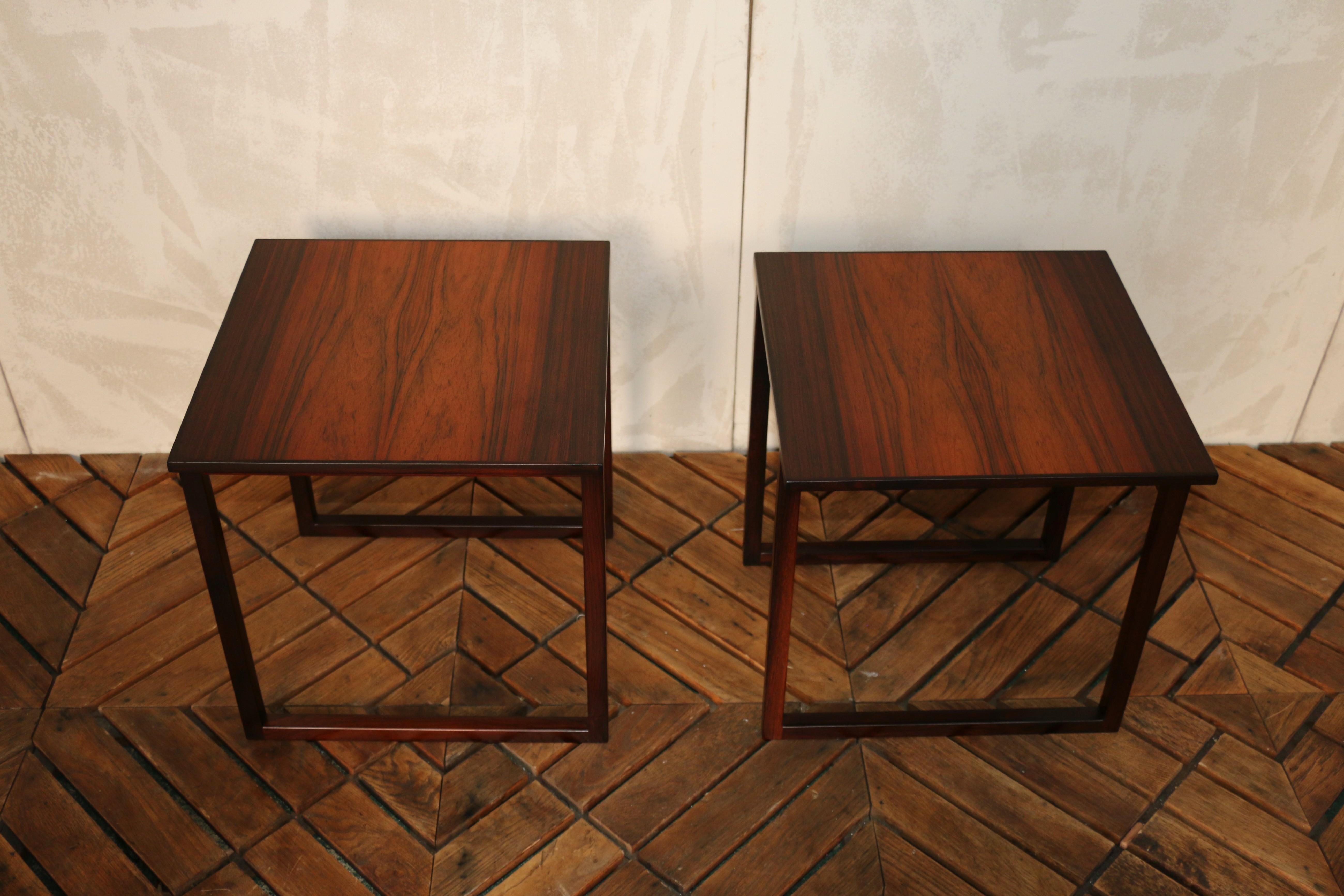 Paire de tables d'appoint vintage en palissandre par Kai Kristiansen, Danemark, années 1960 en vente 2