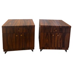 Pair of Vintage Rosewood Veneer Nightstands/Commodes  - Two Doors/Single Drawer