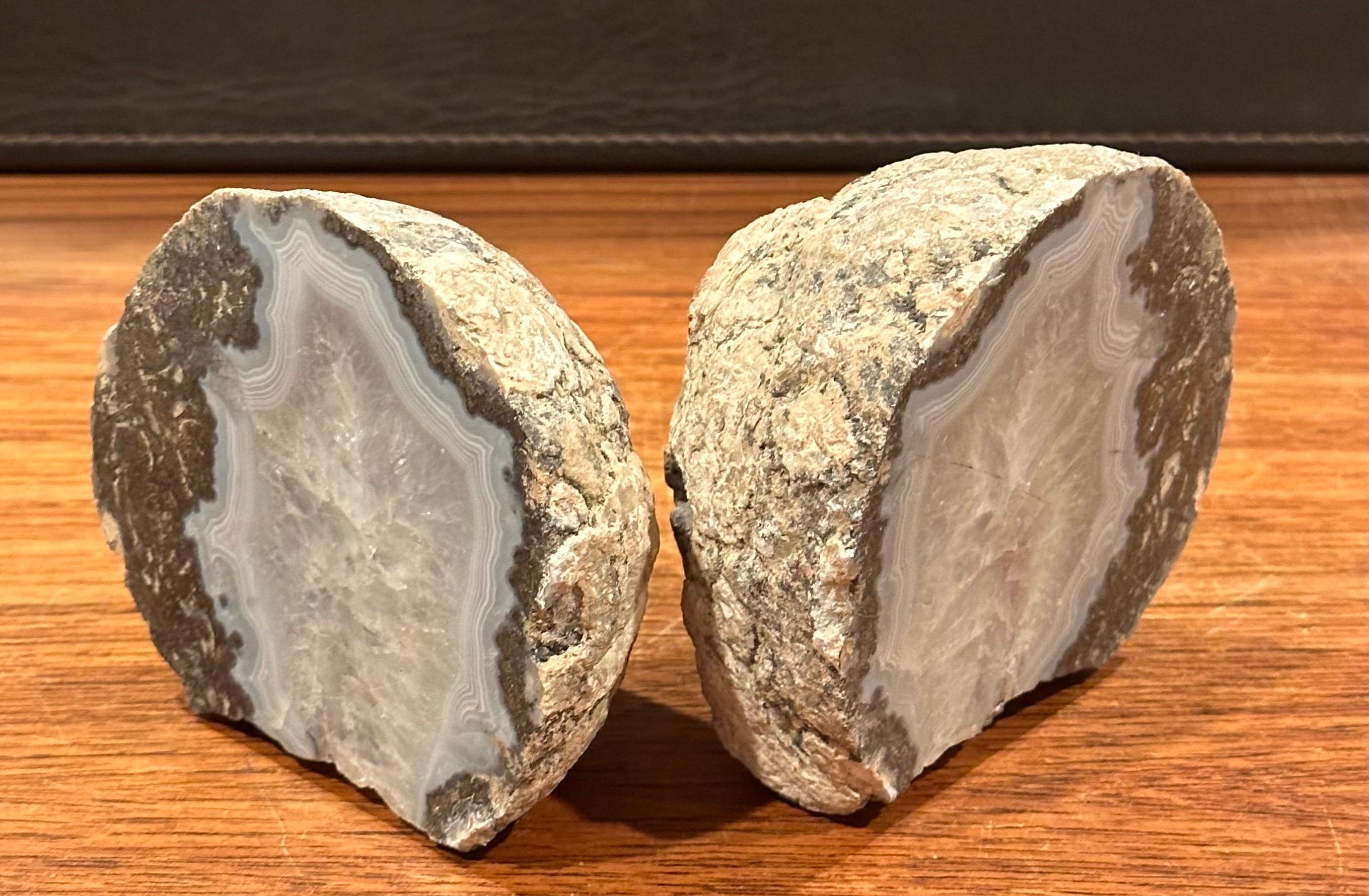 Mid-Century Modern Pair of Vintage Round Geode Bookends For Sale