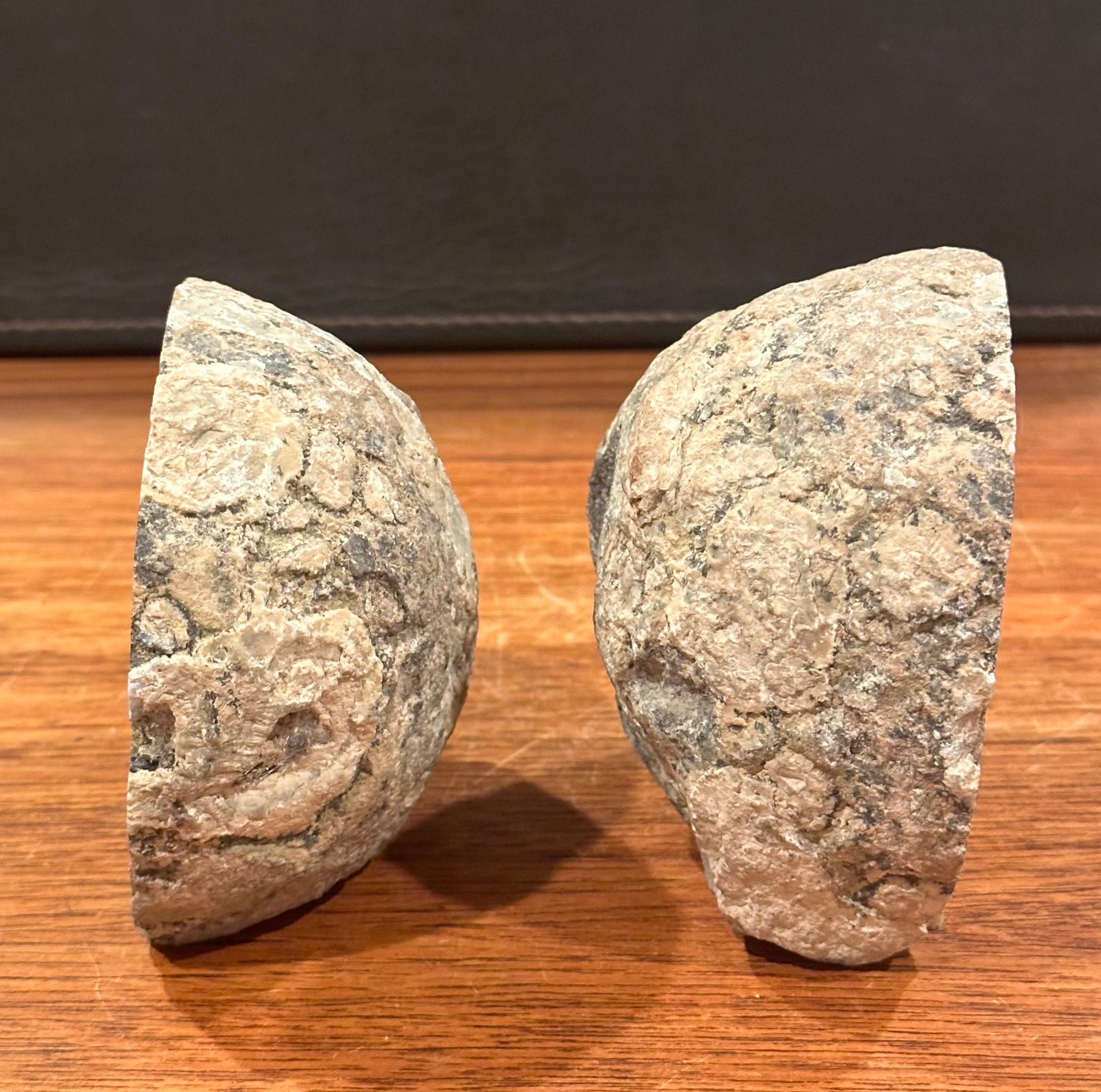 American Pair of Vintage Round Geode Bookends For Sale