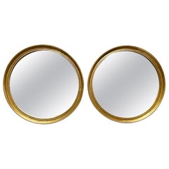 Pair of Vintage Round Gilt Italian Mirrors
