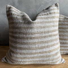 Paire de housses de coussin à rayures pour tapis vintage