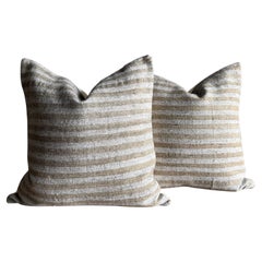 Paire de housses de coussin à rayures pour tapis vintage