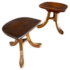 Pair of Vintage Rustic Farmhouse Tripod Park Avenue Stools by Smith & Watson