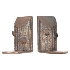 Paar Vintage Rustikale Eisen Baum Buchstützen Paar Vintage Rustikale Eisen Baum Buchstützen