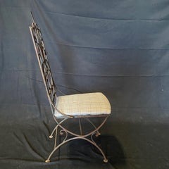 Pair of Vintage Salterini Umanoff Style Iron Scroll Back Dining Side Chairs