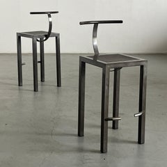 Pair of Vintage ‘Sarapis’ Metal Bar Stools by Philippe Starck for Driade, 1986