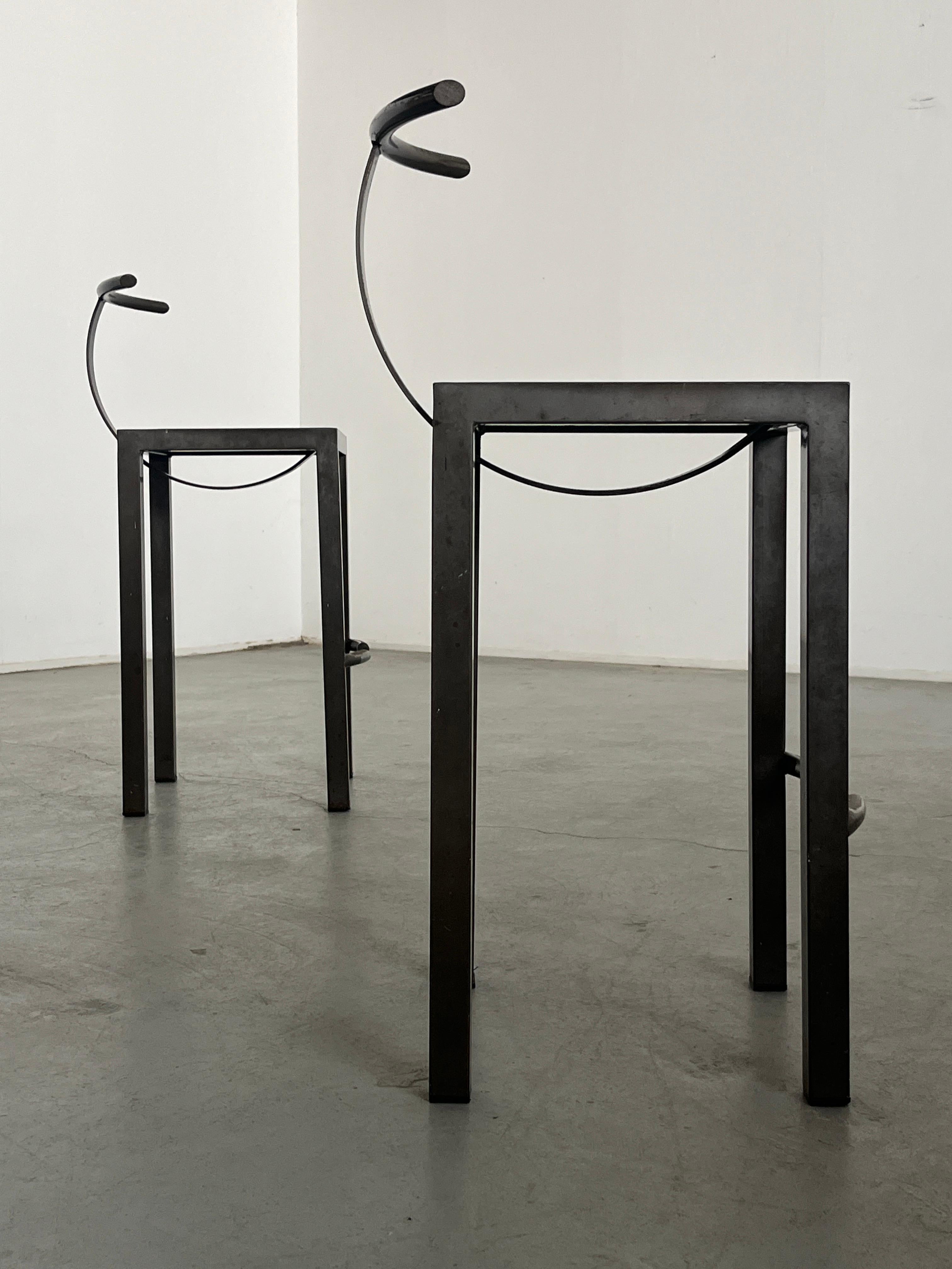 Paire de tabourets de bar en métal Vintage 'Sarapis' par Philippe Starck pour Driade, 1986 Bon état - En vente à Zagreb, HR