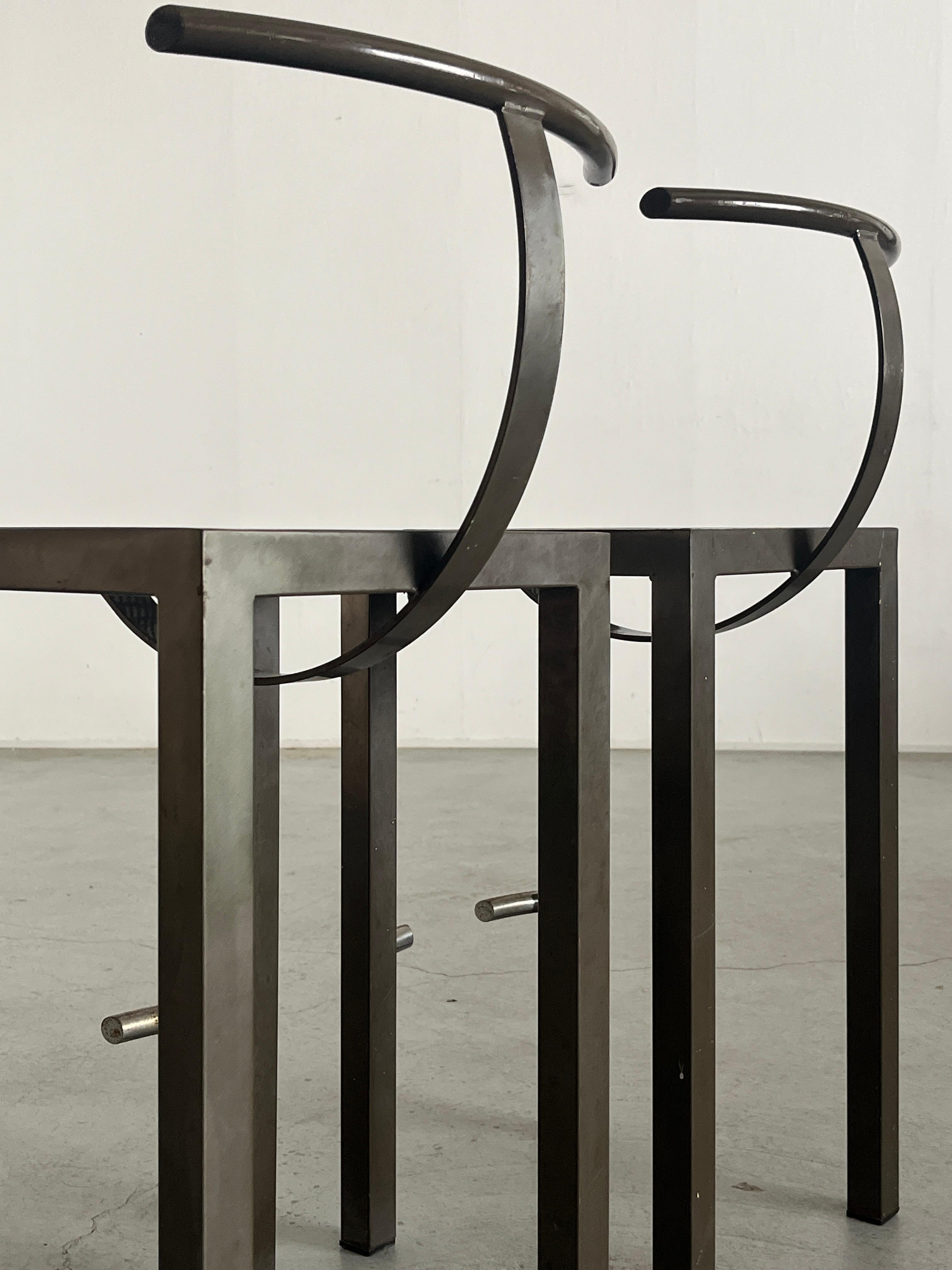 Métal Paire de tabourets de bar en métal Vintage 'Sarapis' par Philippe Starck pour Driade, 1986 en vente