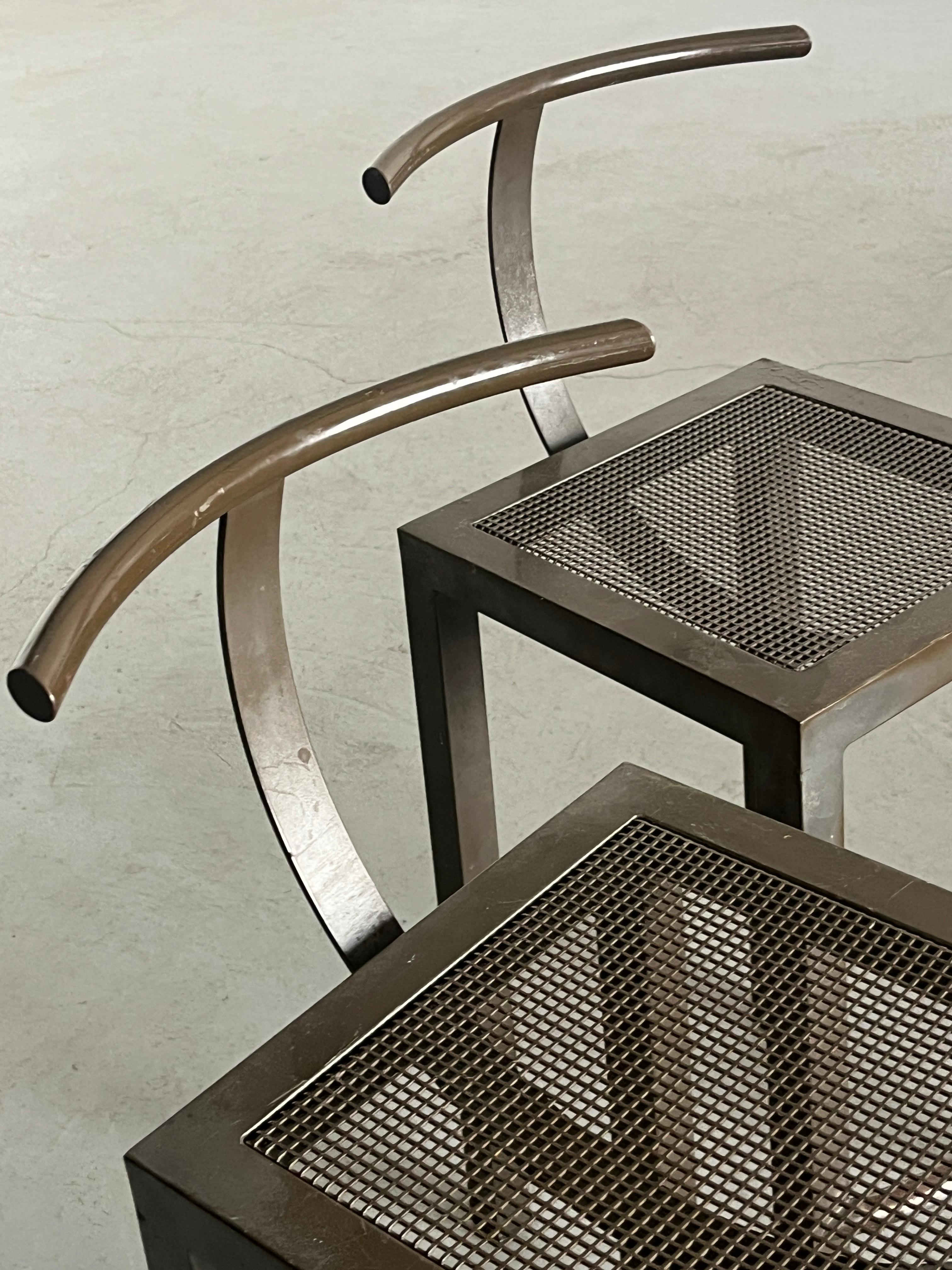 Paire de tabourets de bar en métal Vintage 'Sarapis' par Philippe Starck pour Driade, 1986 en vente 2