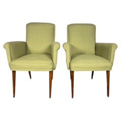 Pair of vintage Scandinavian armchairs 1960s, green fabric