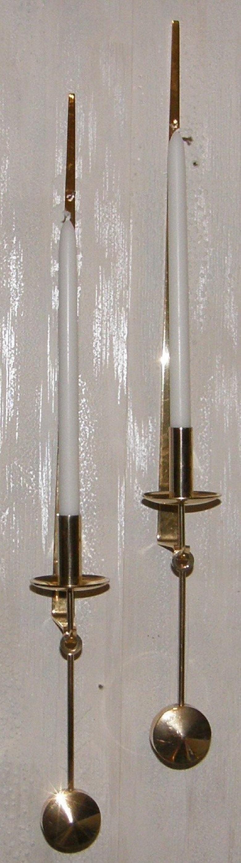 20th Century Pair of Vintage Scandinavian Brass Candlesticks by Pierre Forsell, 1960 Sweden