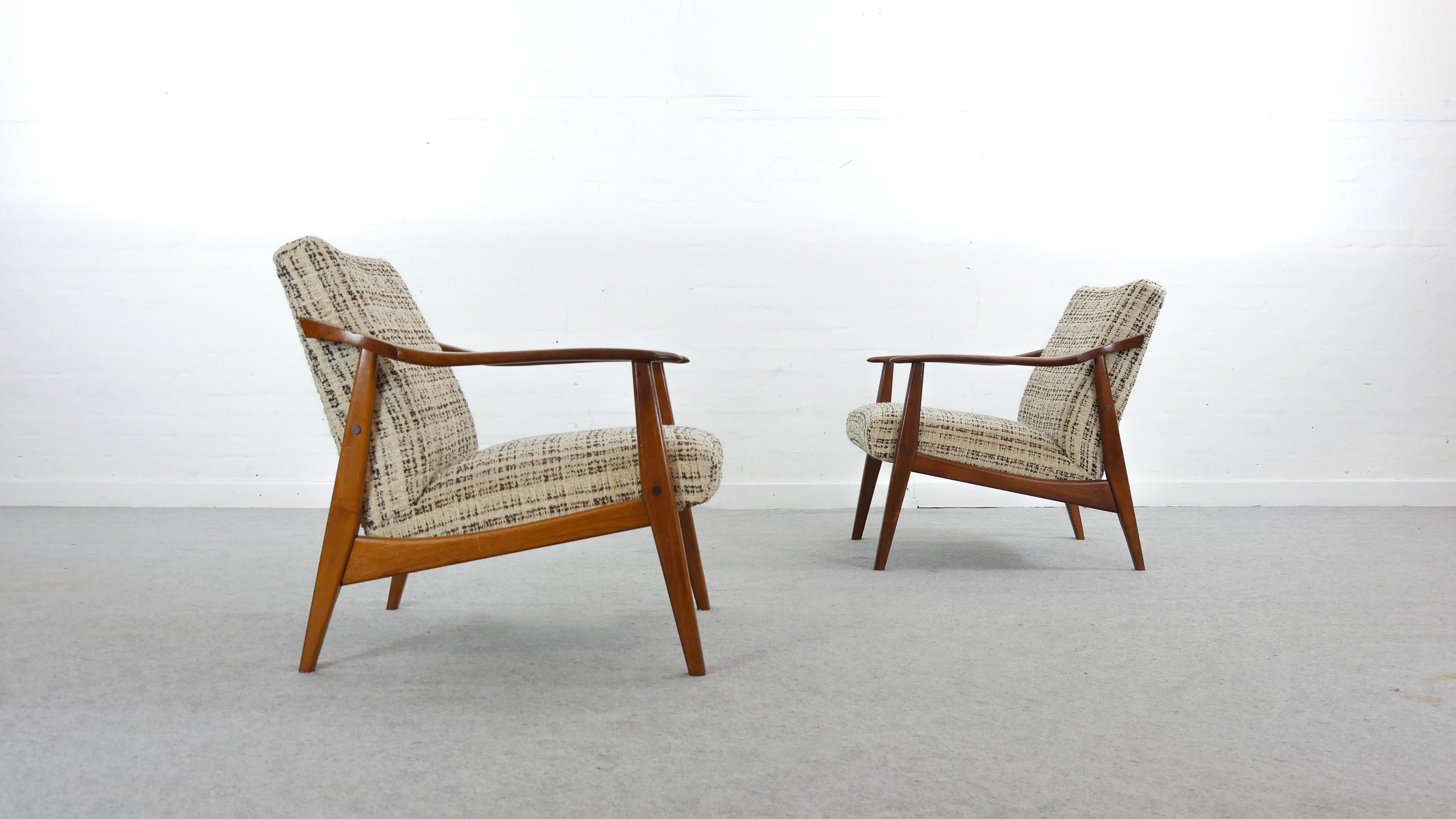 Scandinavian Modern Pair of Vintage Scandinavian Easy Chairs, Lounge Chairs in Teak, 1960s