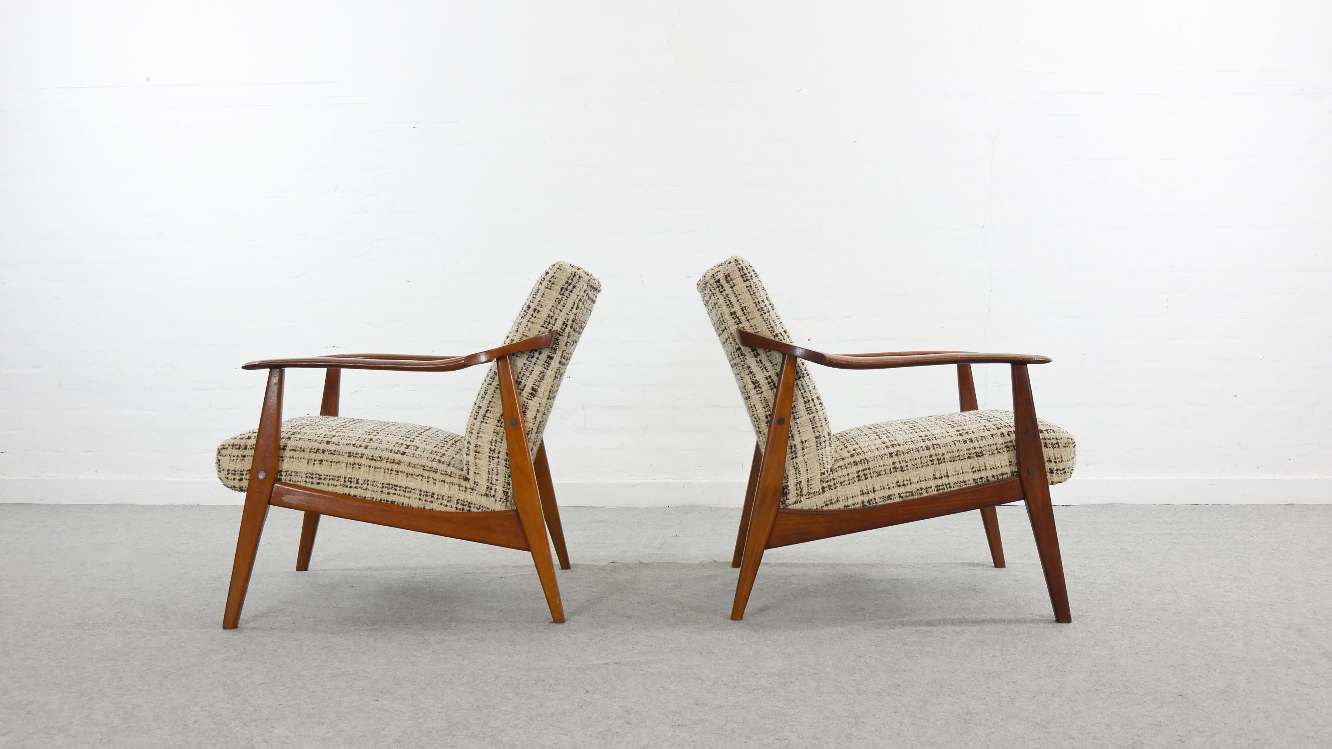 Danish Pair of Vintage Scandinavian Easy Chairs, Lounge Chairs in Teak, 1960s