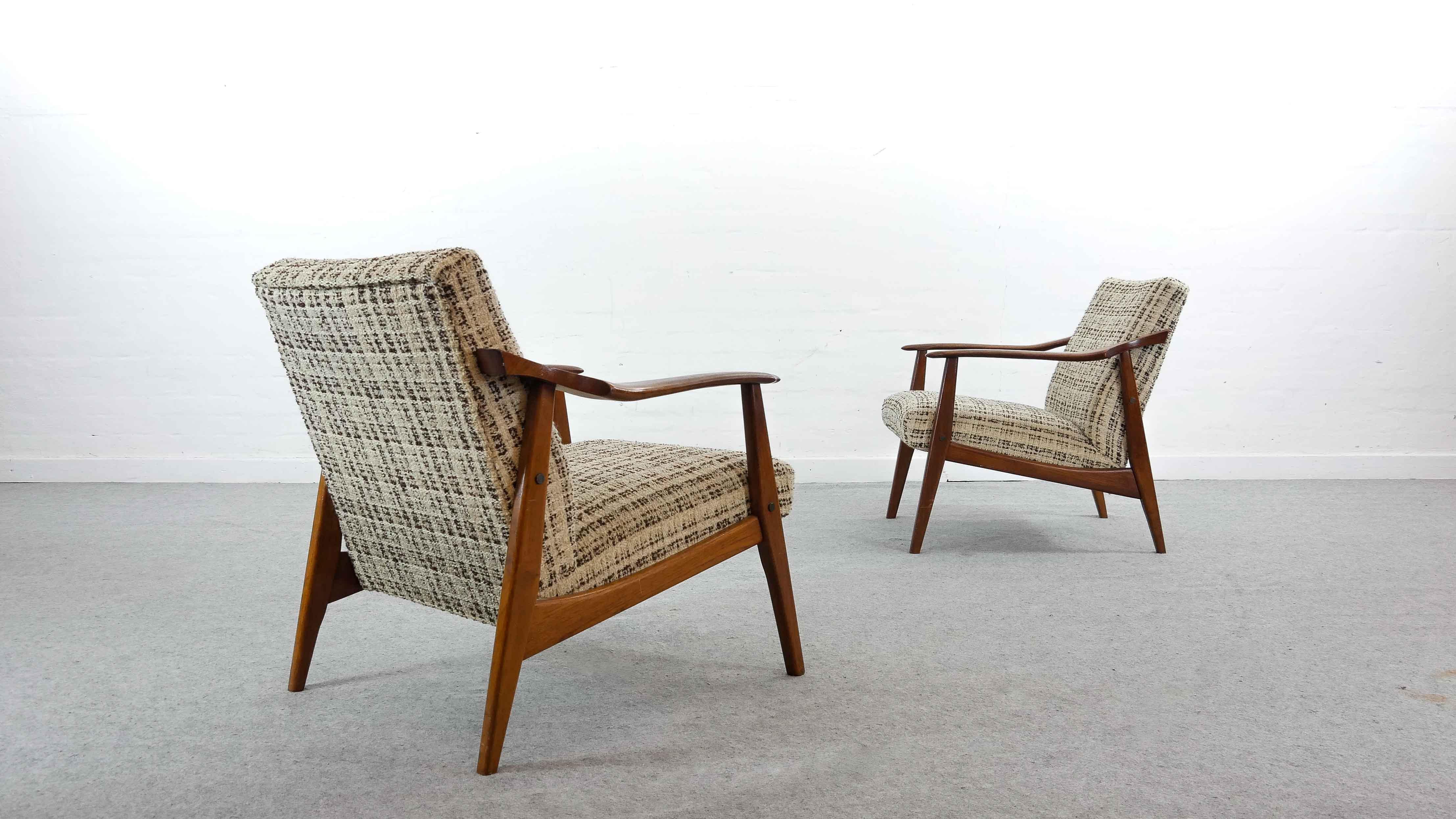 Pair of Vintage Scandinavian Easy Chairs, Lounge Chairs in Teak, 1960s In Good Condition In Halle, DE