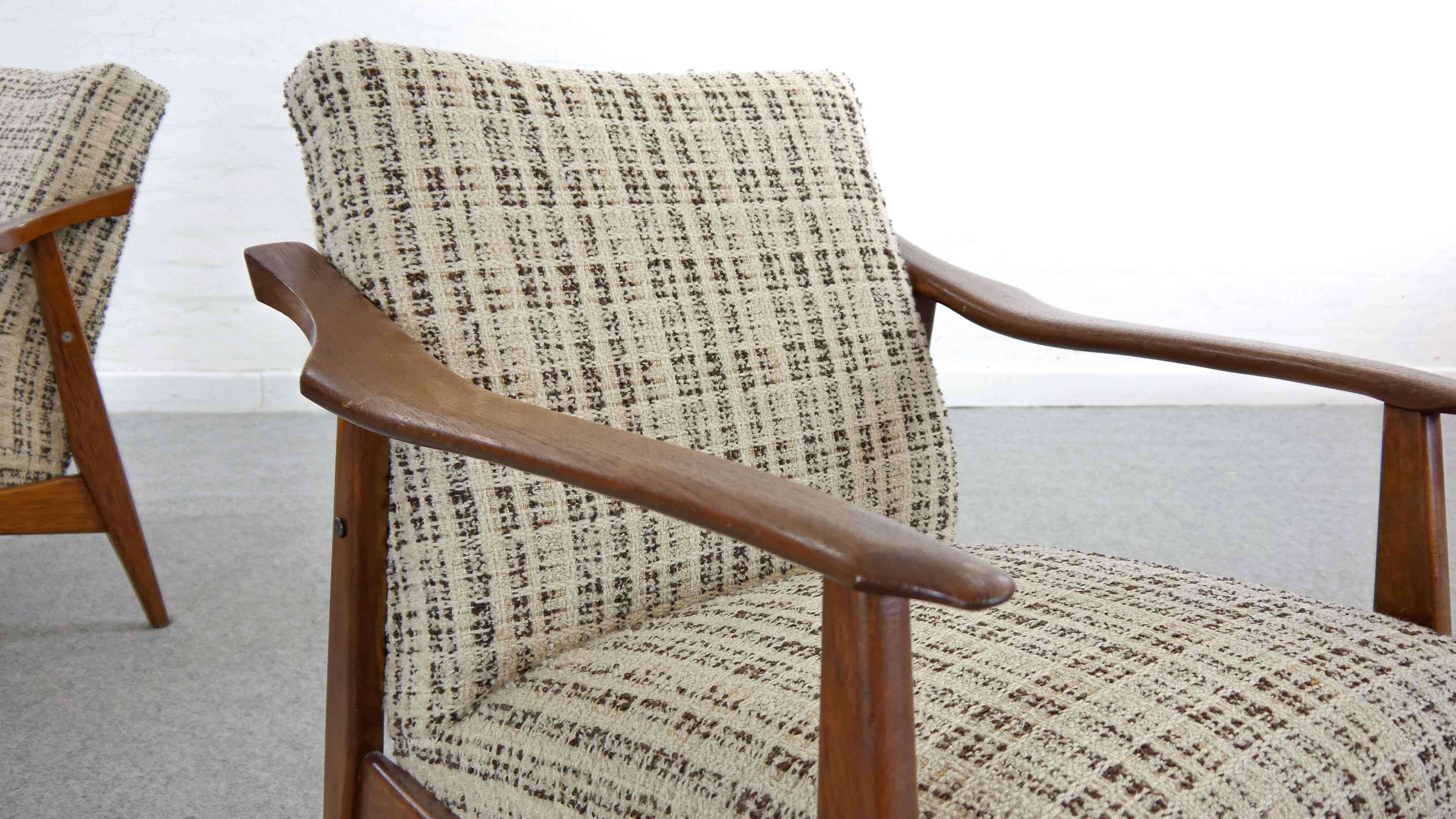 Coppia di Easy Chair scandinave vintage, sedie da salotto in teak, anni '60 in vendita 1