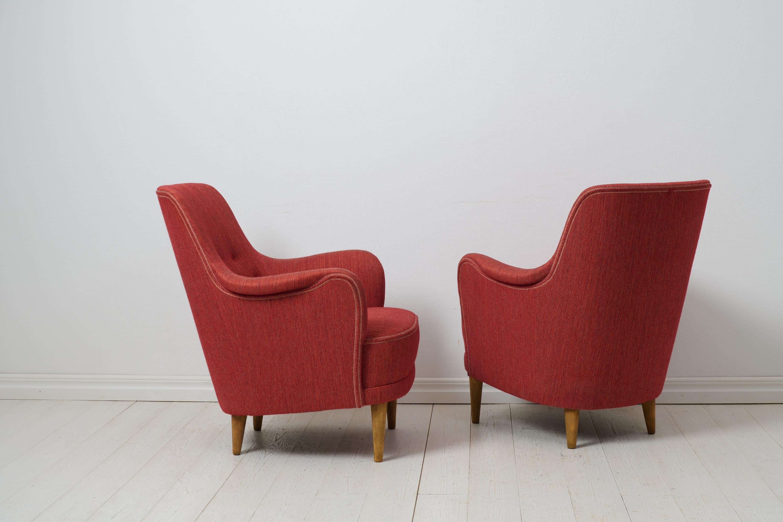 Pair of Vintage Scandinavian Modern Carl Malmsten Samsas Original Armchairs In Good Condition In Kramfors, SE