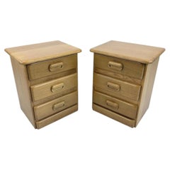 Pair of Vintage Scandinavian oak 3 drawer nightstands