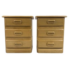 Pair of Vintage Scandinavian oak 3 drawer nightstands