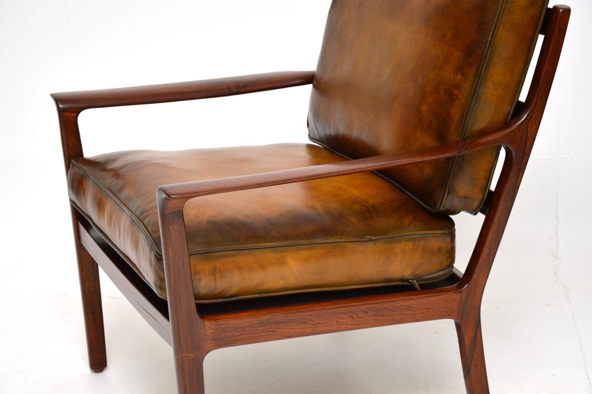 Coppia di poltrone scandinave d'epoca in palissandro e pelle di Frederik Kayser in vendita 6