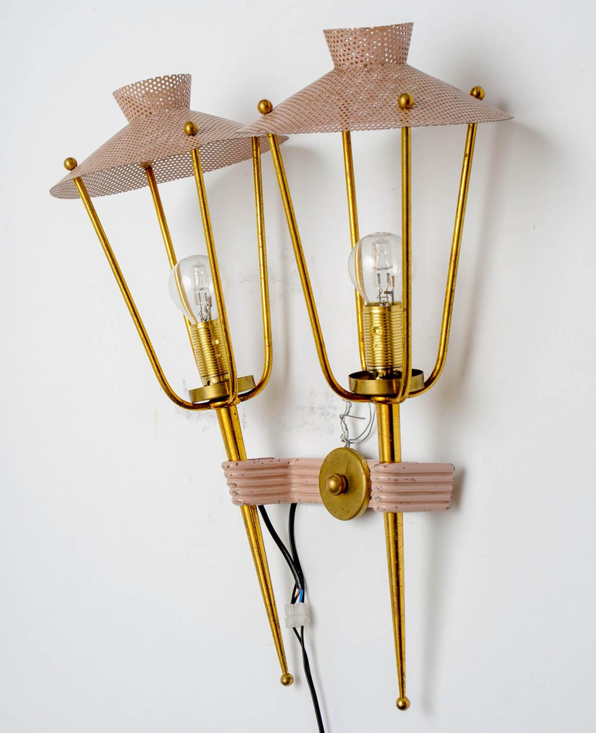 Mid-Century Modern Pair of Vintage Sconces For Sale