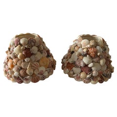 Pair of Vintage Seashell Covered Classic Cone Clip Lampshades