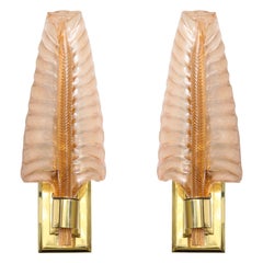 Pair of Vintage Seguso Feather Sconces