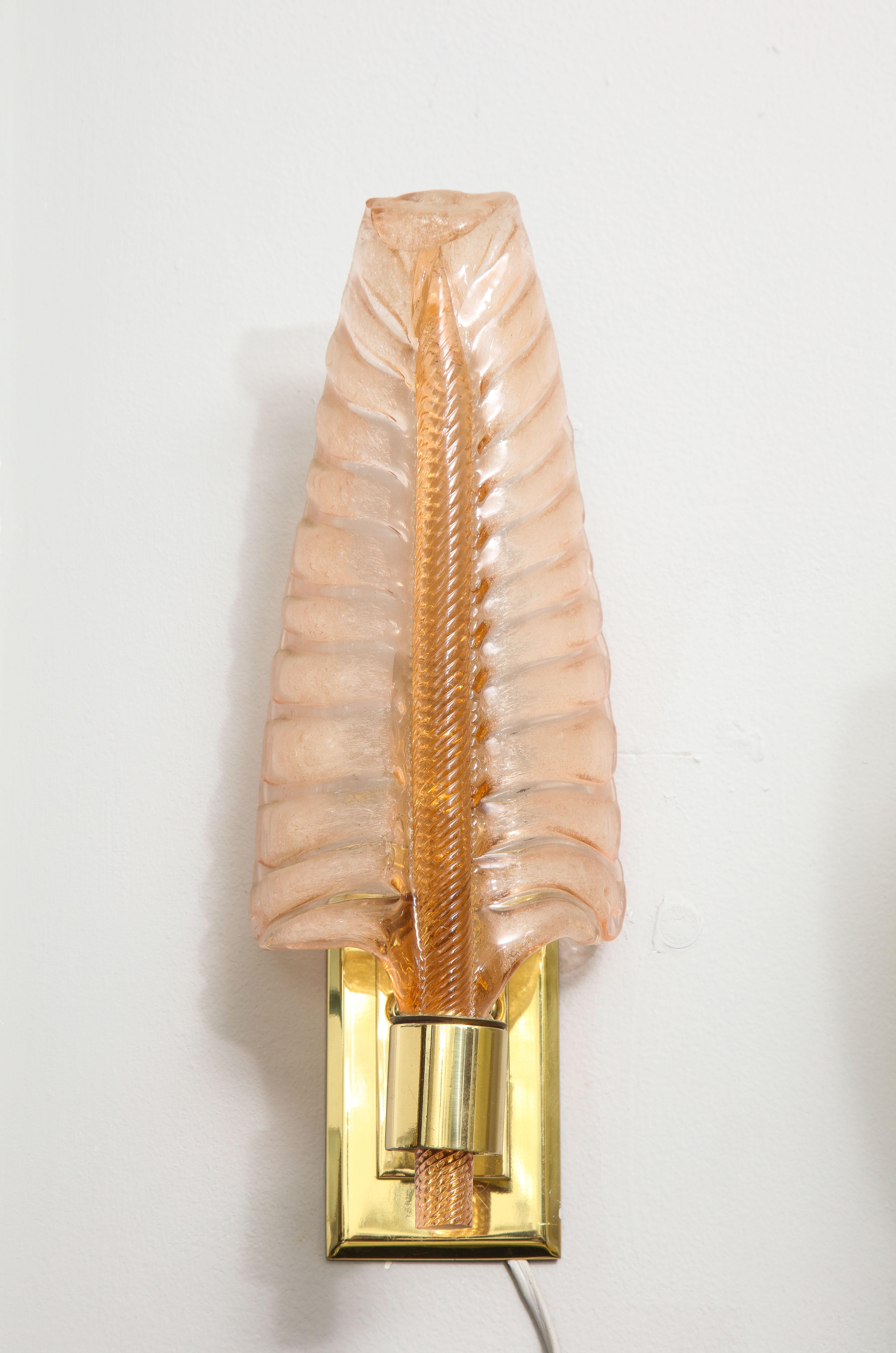 Mid-Century Modern Pair of Vintage Seguso Feather Sconces
