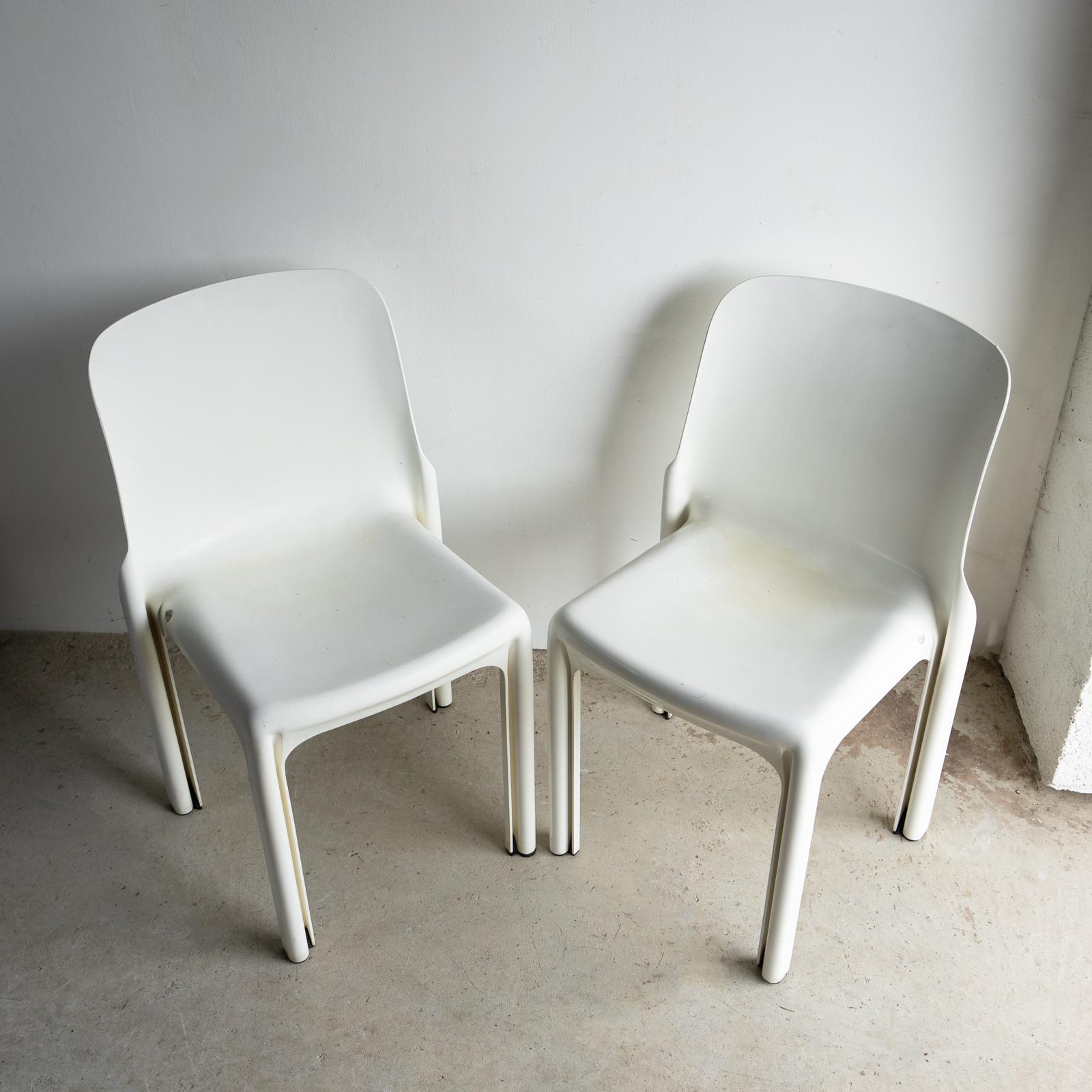 Paar Vintage Selene Stühle von Vico Magistretti für Artemide, 1960er/1970er Jahre im Angebot 2