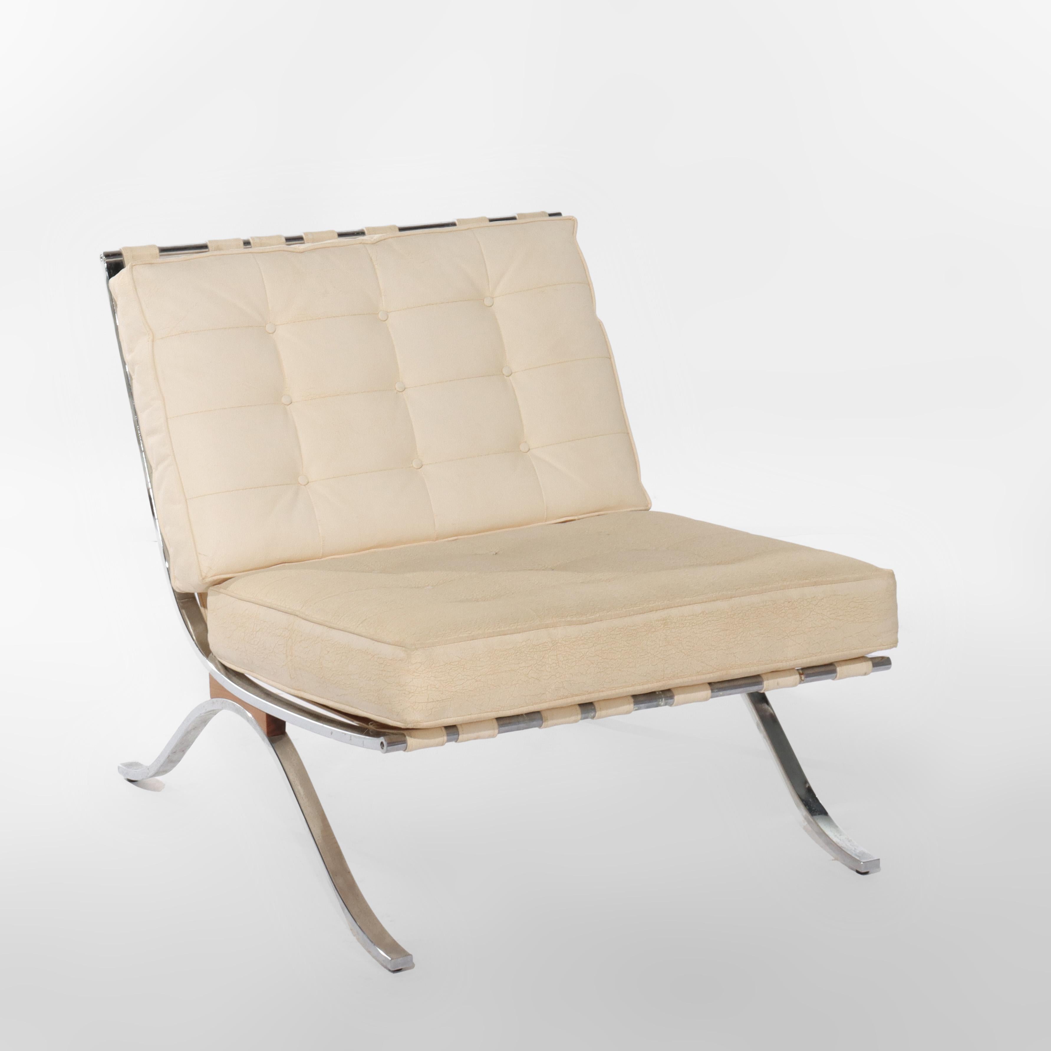 Mid-Century moderno Coppia di Sedie Barcelona d'epoca di Selig MCM cromate e in pelle c1970 in vendita