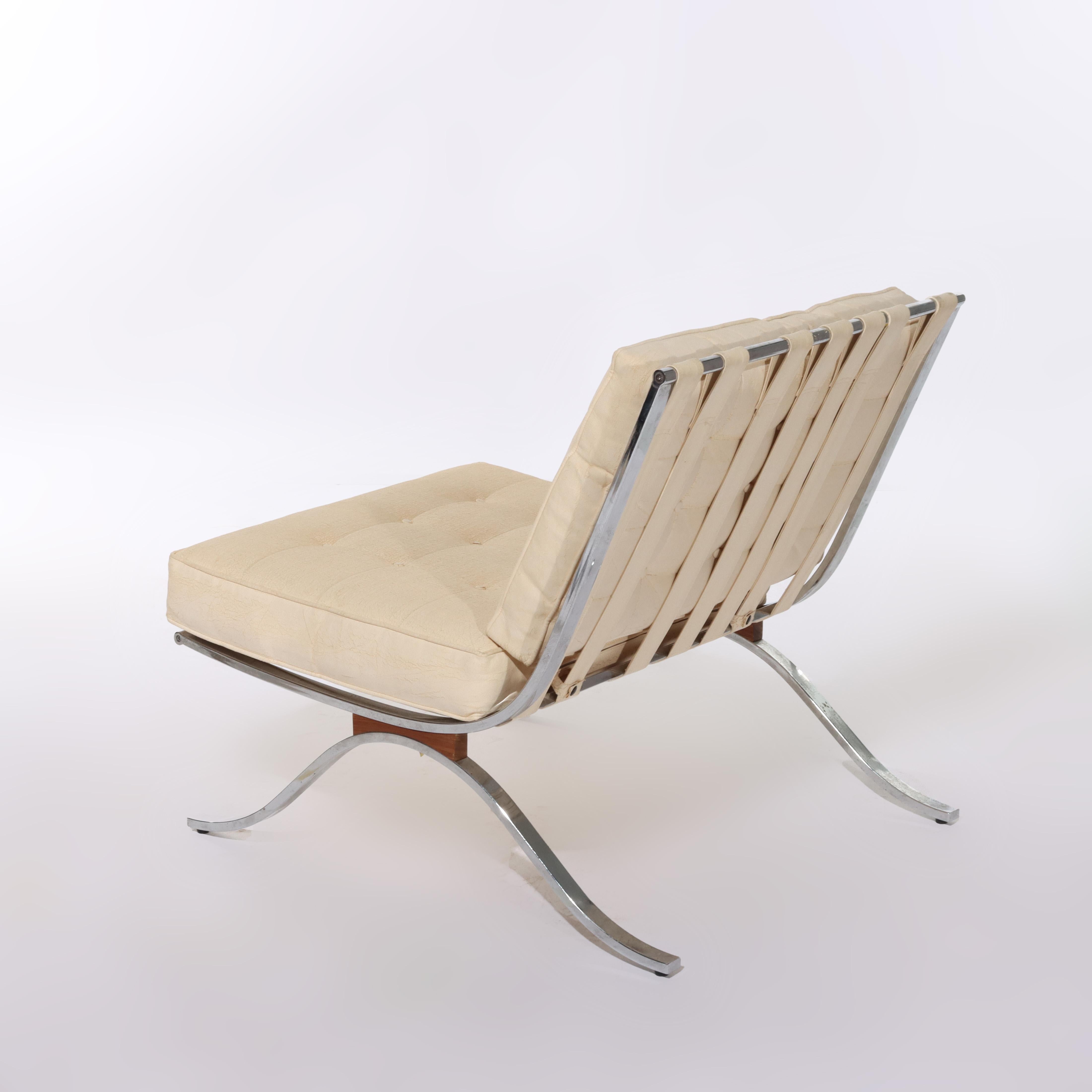 XX secolo Coppia di Sedie Barcelona d'epoca di Selig MCM cromate e in pelle c1970 in vendita