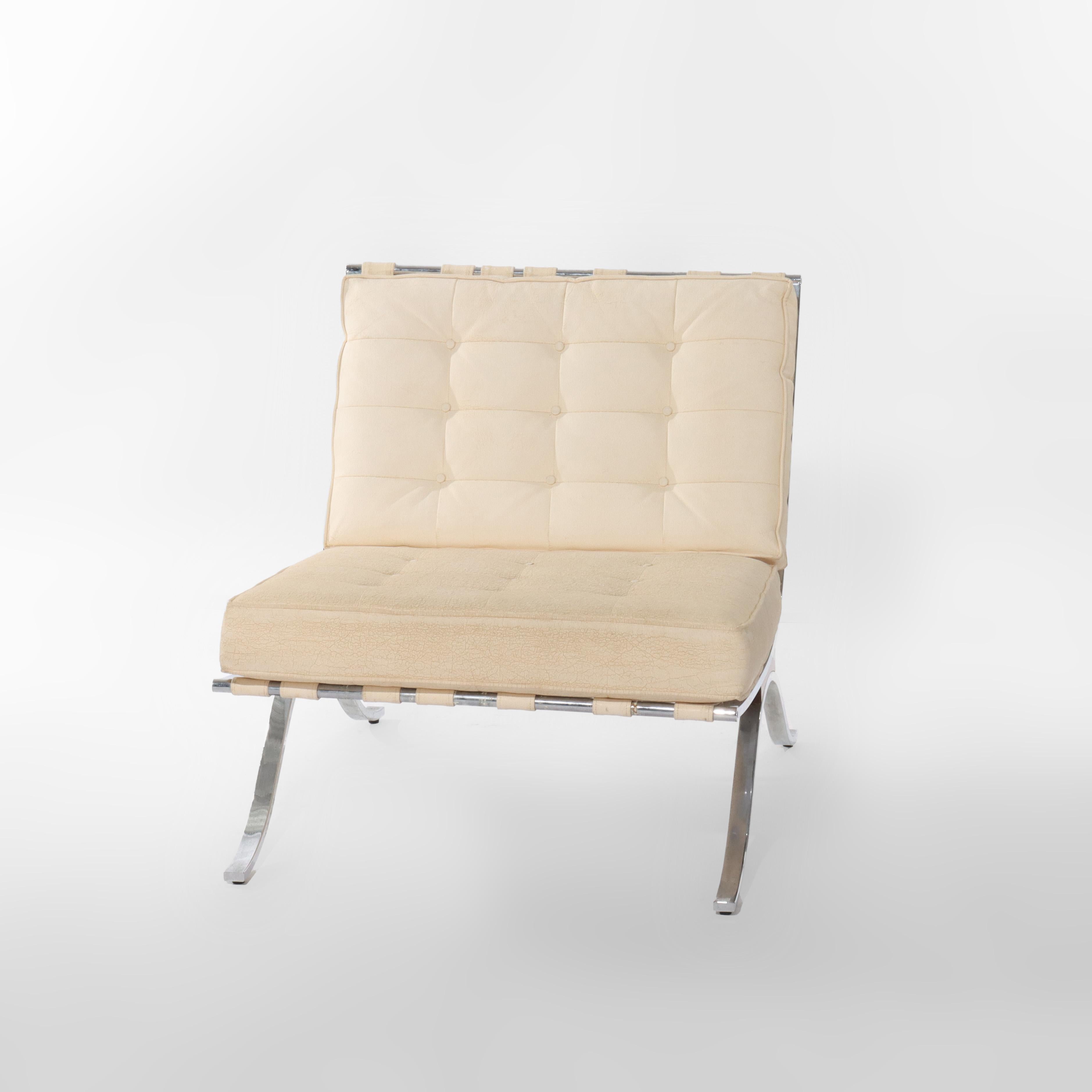 Cromo Coppia di Sedie Barcelona d'epoca di Selig MCM cromate e in pelle c1970 in vendita