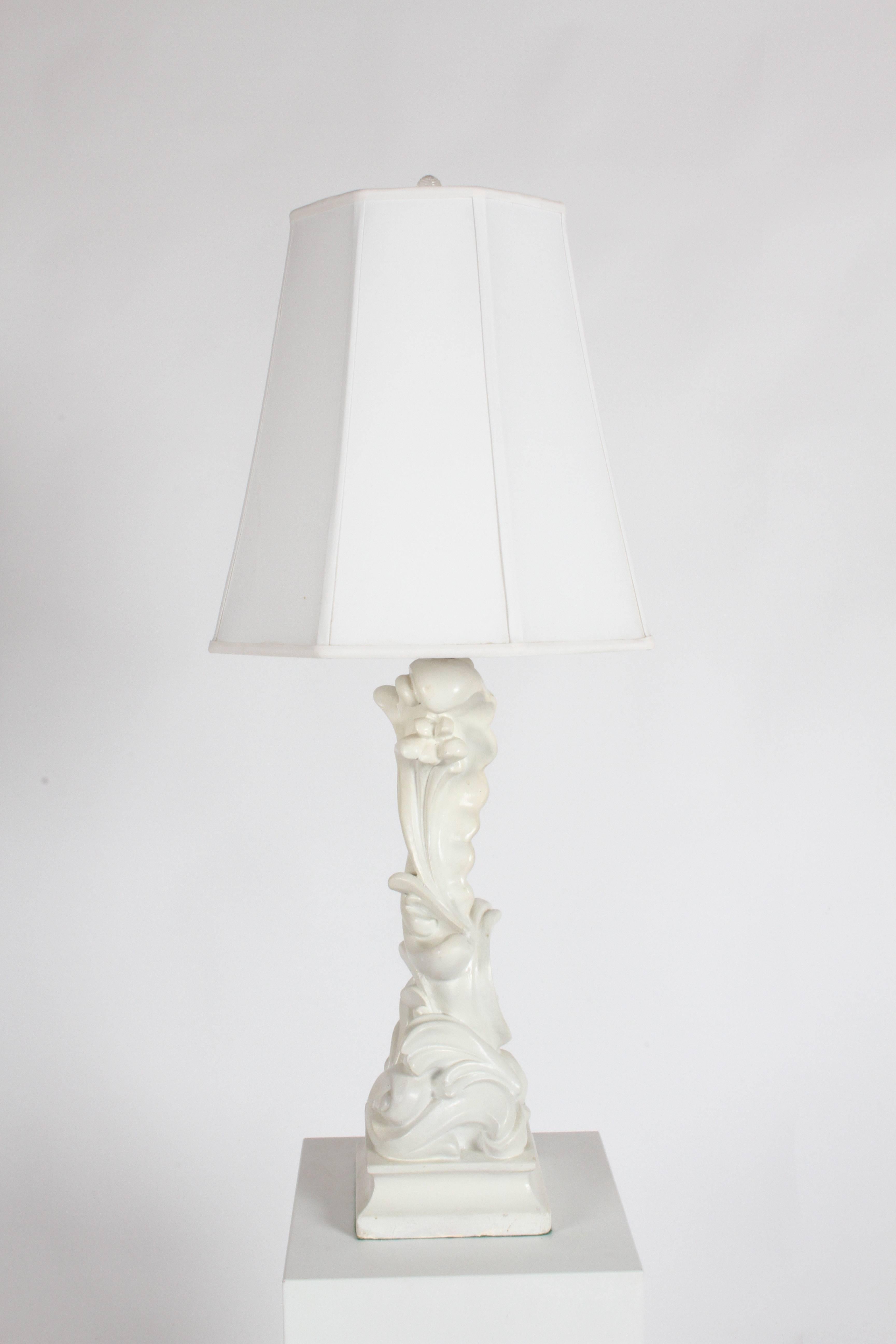 Mid-20th Century Pair of Vintage Serge Roche Style Plaster Lamps For Sale