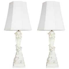 Pair of Vintage Serge Roche Style Plaster Lamps