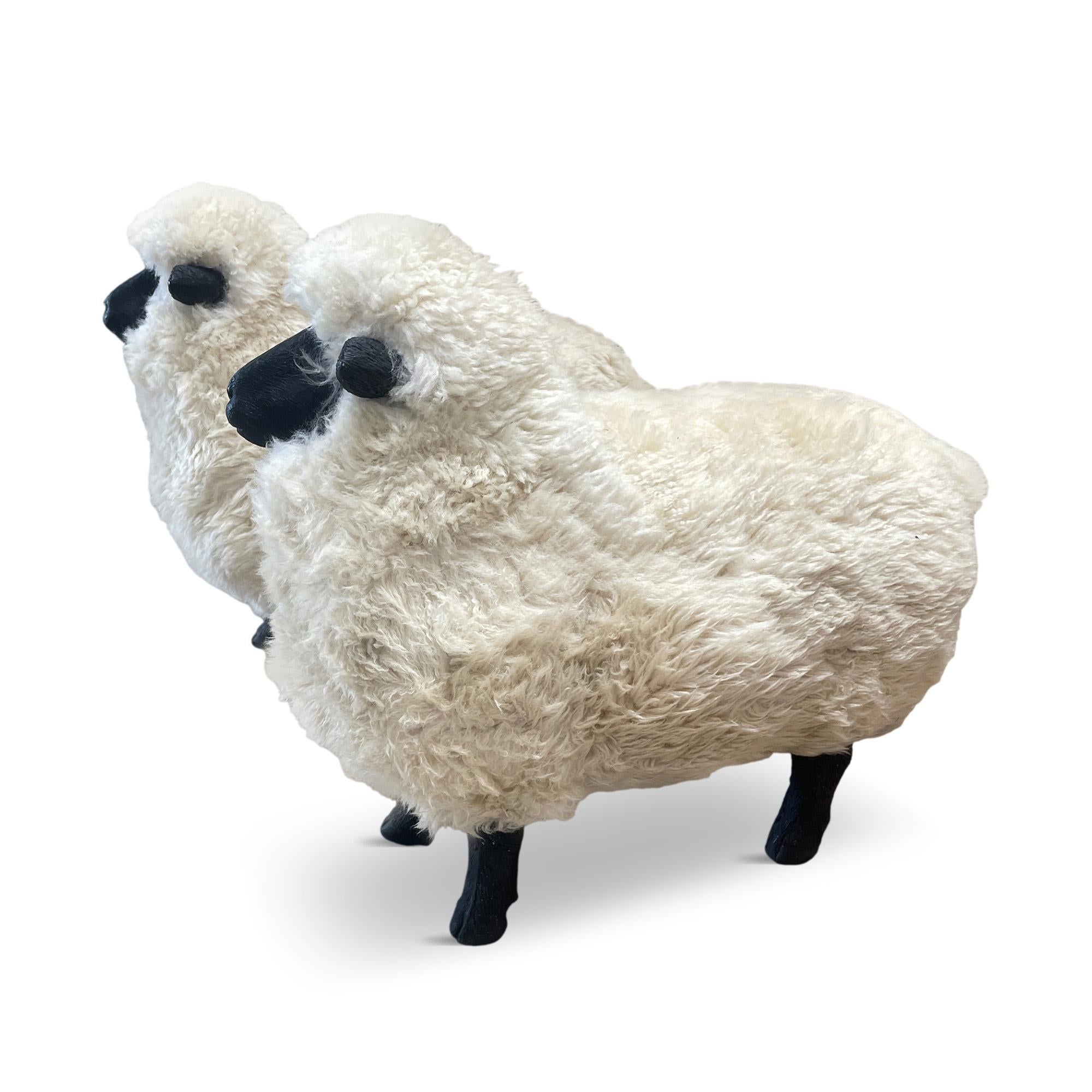 Inspired by the iconic style of François-Xavier Lalanne, renowned French artist and sculptor known for merging surrealism and Art Nouveau. Lalanne's sculptures epitomize a unique fusion of fine art and functionality. These sheep ottomans pay homage