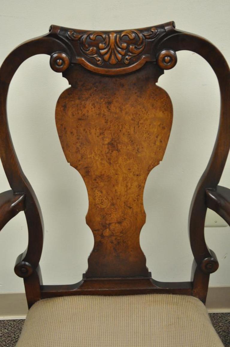 Pair of Vintage Shell Carved Burl Wood Walnut George II Style Dining ...