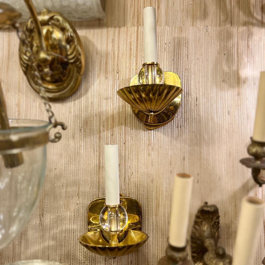 Late 20th Century Pair of Vintage Shell Sconces For Sale