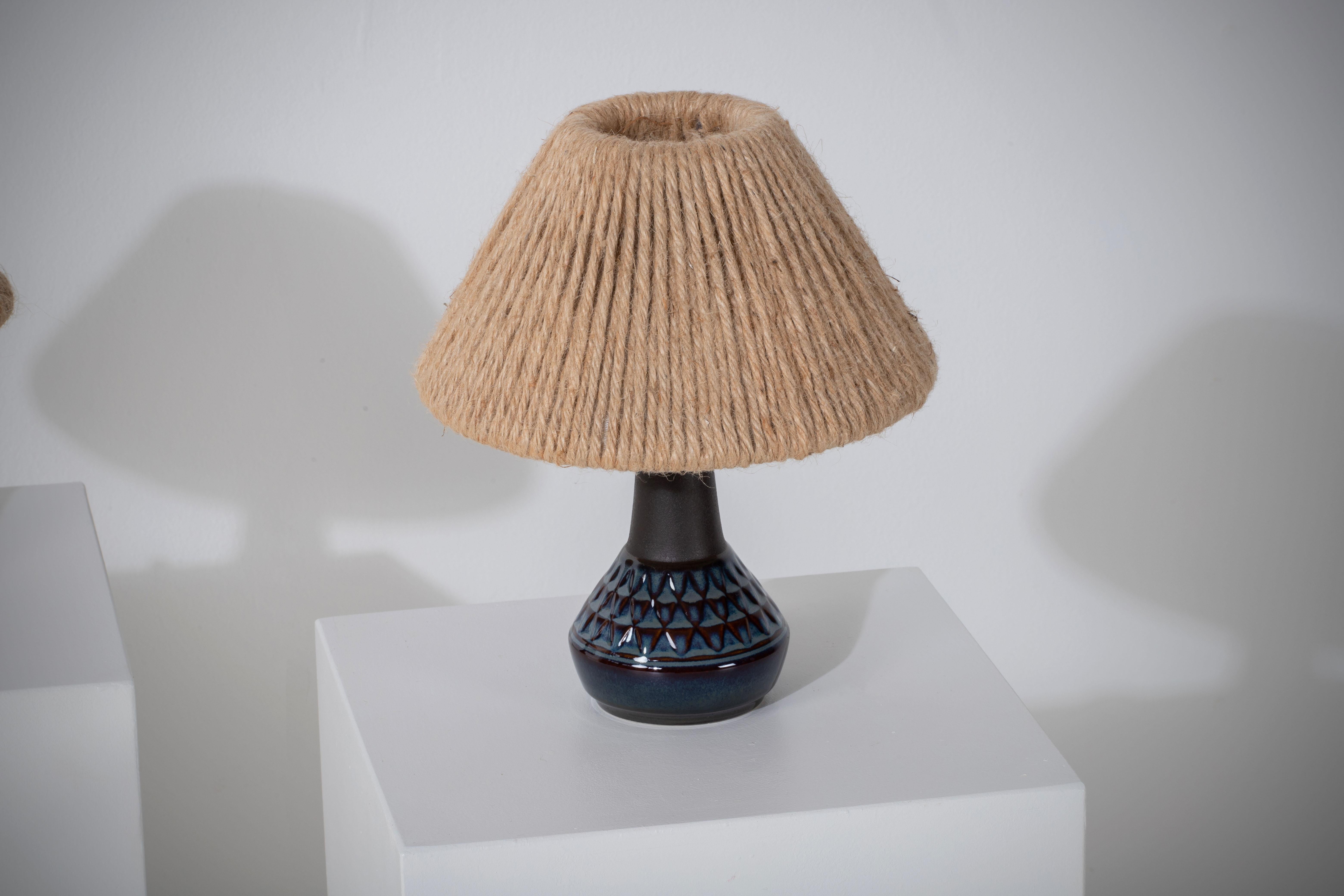 Rattan Pair of Vintage Søholm Table Lamps, Designed by Einar Johansen For Sale