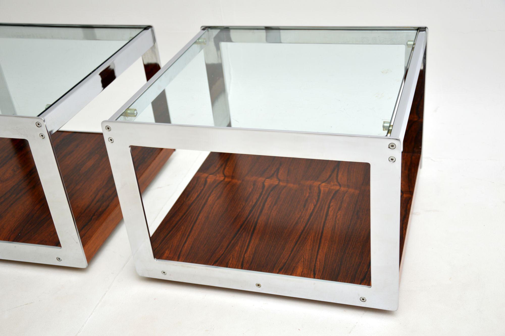 Glass Pair of Vintage Side Tables by Merrow Associates For Sale