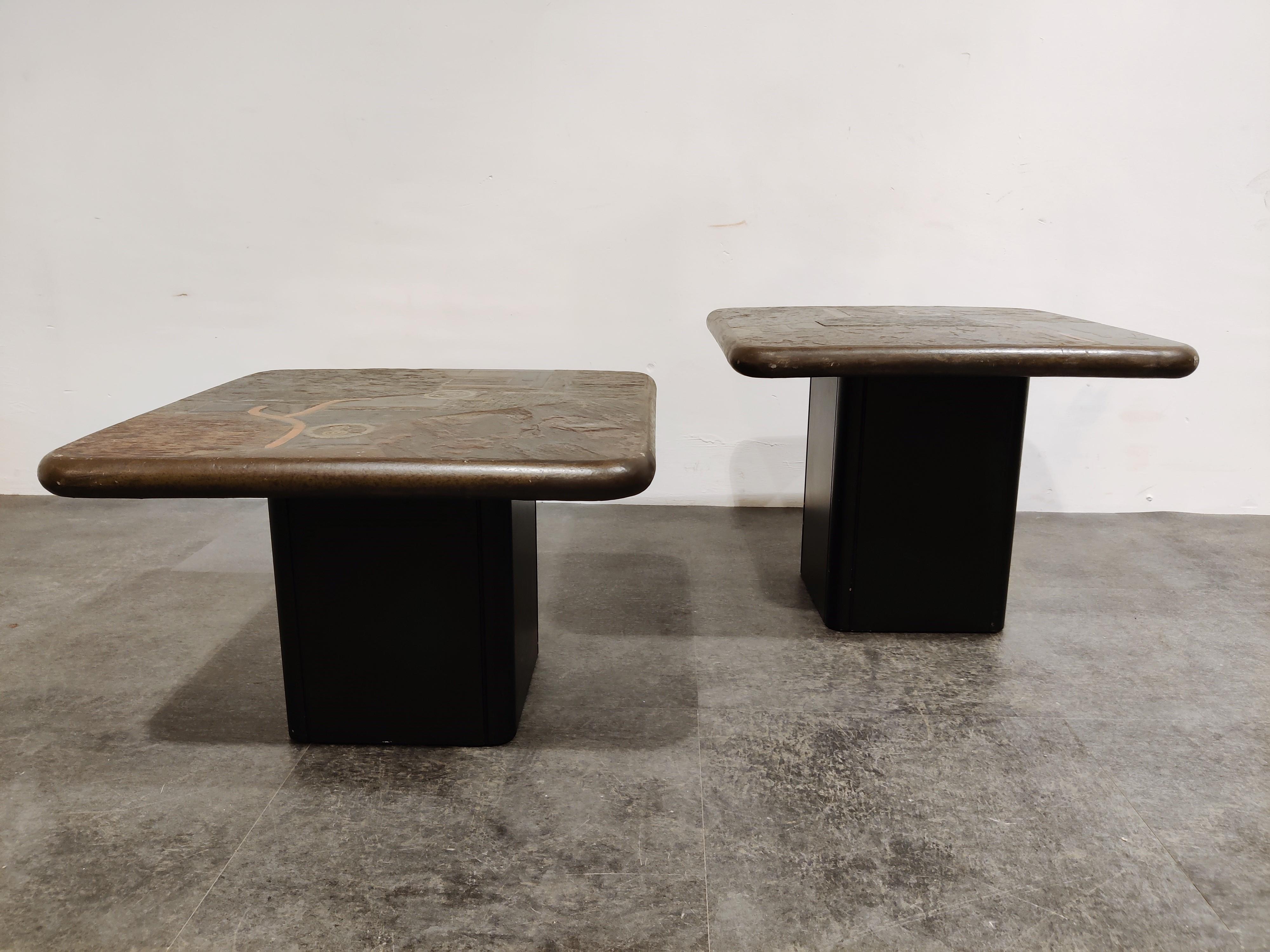 Brutalist Pair of Vintage Side Tables by Paul Kingma for C. Kneip, 1988