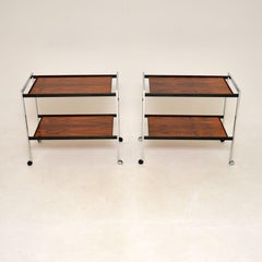 Pair of Vintage Side Tables / Drinks Trolleys