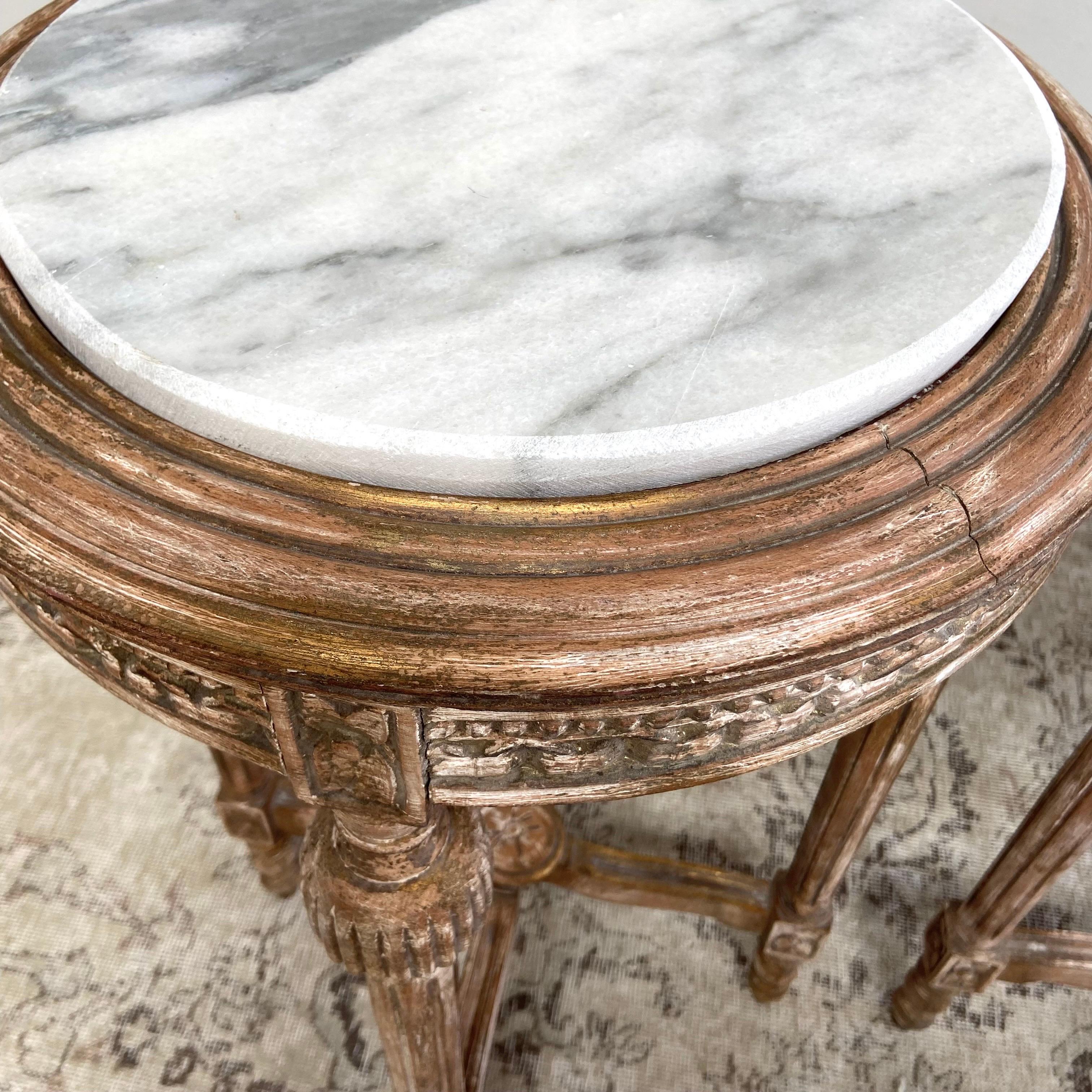 20th Century Pair of Vintage Side Tables with Marble Tops For Sale