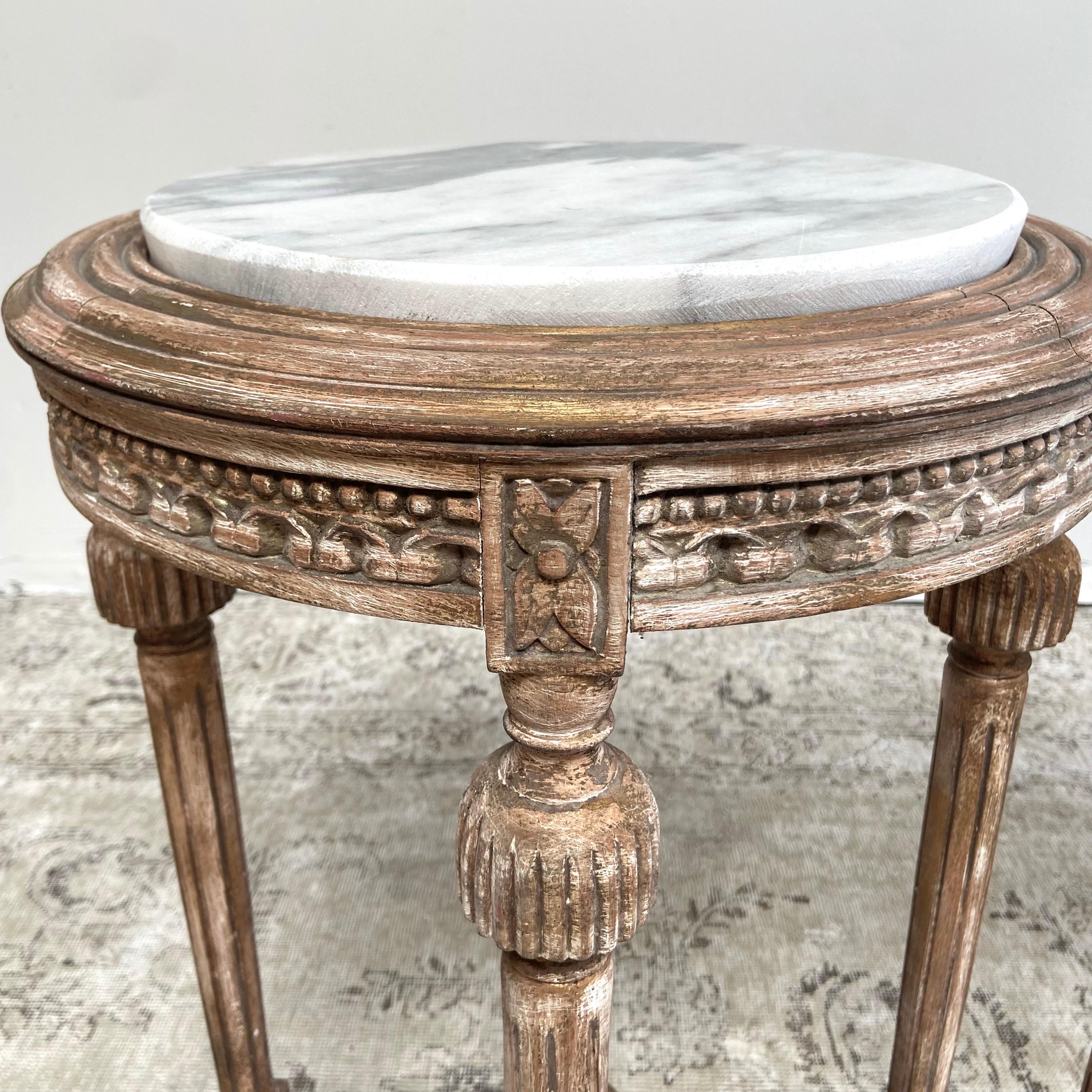 Pair of Vintage Side Tables with Marble Tops For Sale 3