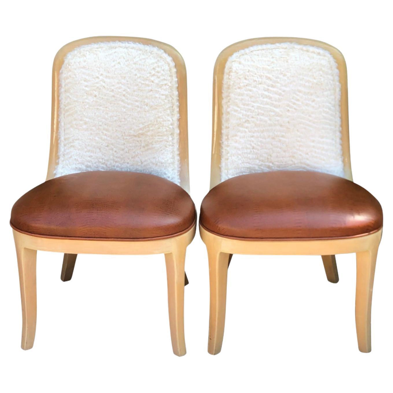 Pair of Vintage Signed Donghia Modern Designer Side Chairs by John Hutton For Sale