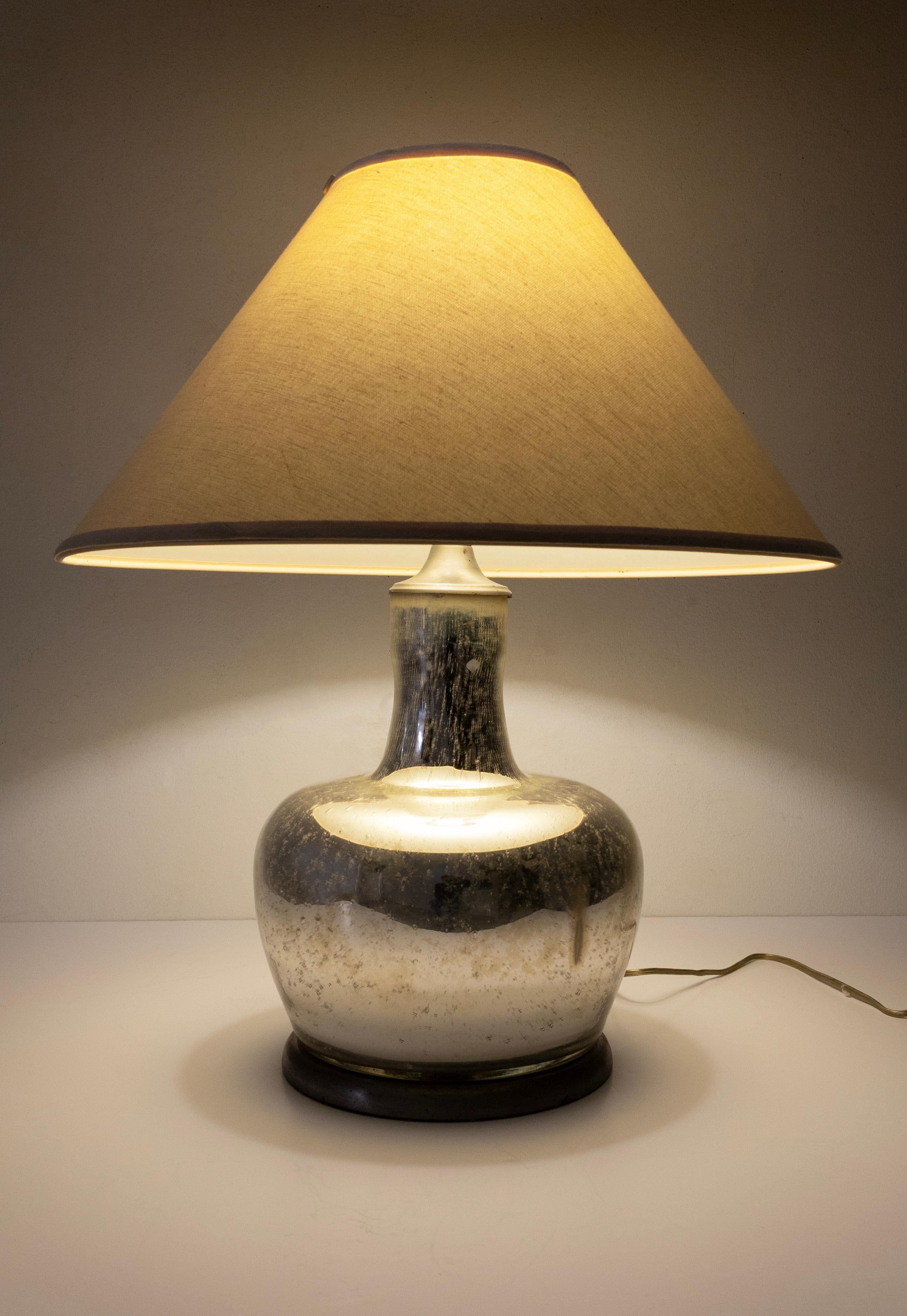Paire de lampes de bureau vintage en verre mercuré argenté Bon état - En vente à Keego Harbor, MI