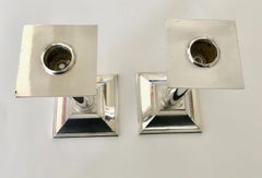 Pair of Vintage Silver Plated Column Candleholders