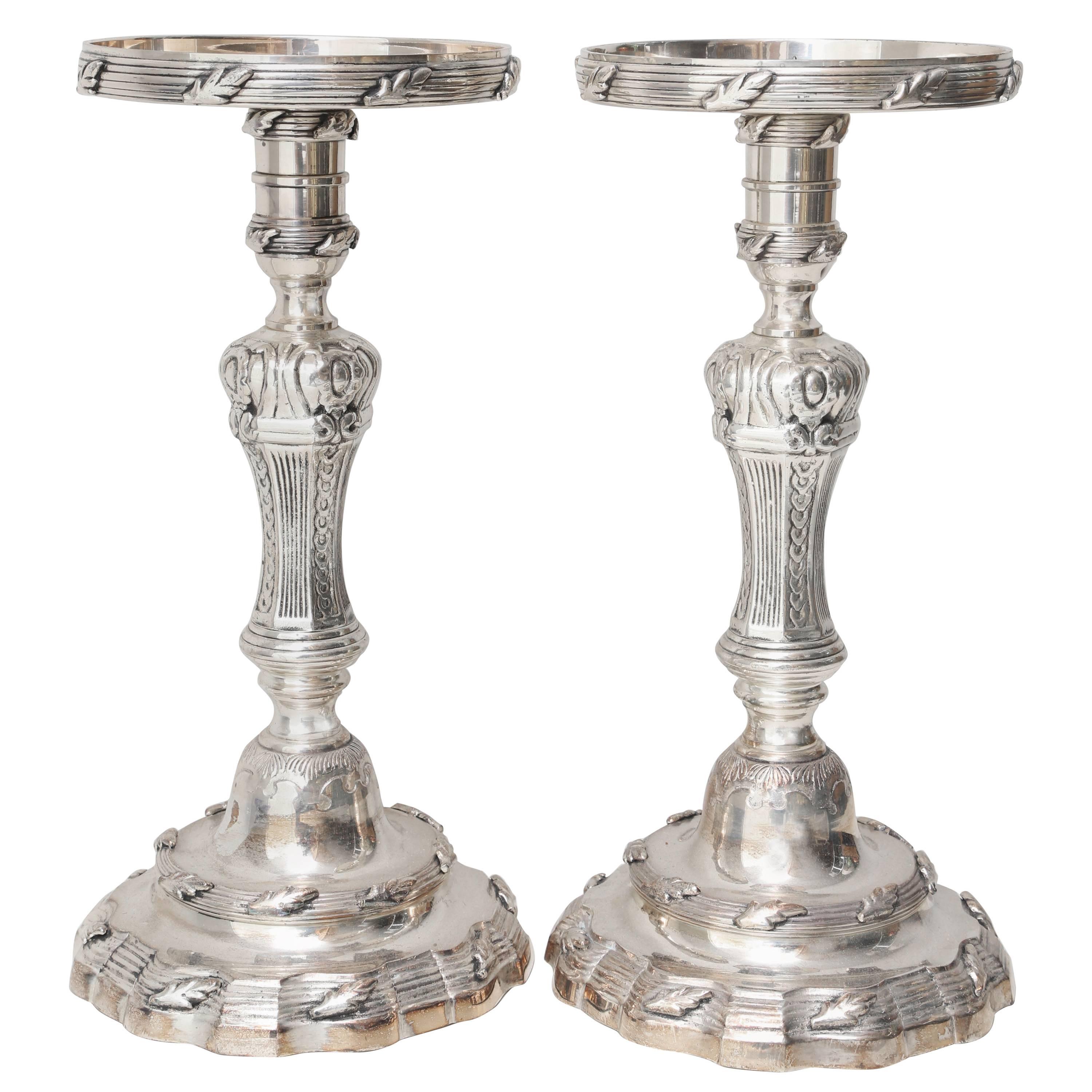 Silver Plated Seashell Candlesticks at 1stDibs