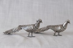 Pair of Vintage Silverplate Game Bird Figurines, Europe, Mid-20th C.