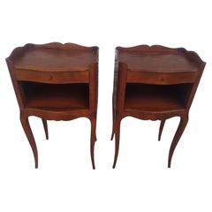 Pair of Vintage Single Drawer Walnut French Provincial Nightstands